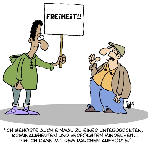 Cartoon: Er kennt den Schmerz (medium) by Karsten Schley tagged freiheit,diktatur,politik,unterdrückung,verfolgung,minderheiten,gesellschaft,demokratie,raucher,nichtraucher,freiheit,diktatur,politik,unterdrückung,verfolgung,minderheiten,gesellschaft,demokratie,raucher,nichtraucher