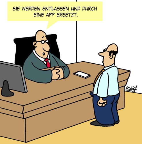 Cartoon: Ersetzen (medium) by Karsten Schley tagged business,arbeit,arbeitslosigkeit,jobabbau,jobs,technik,smartphones,apps,arbeitgeber,arbeitnehmer,wirtschaft,business,arbeit,arbeitslosigkeit,jobabbau,jobs,technik,smartphones,apps,arbeitgeber,arbeitnehmer,wirtschaft