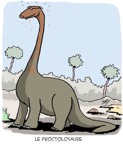 Cartoon: Espece inconnue de dinosaure (medium) by Karsten Schley tagged dinosaures,prehistoire,science,evolution,recherche,vie,terre,dinosaures,prehistoire,science,evolution,recherche,vie,terre