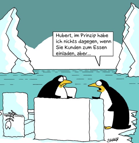 Cartoon: Essen (medium) by Karsten Schley tagged wirtschaft,gesellschaft,ernährung,kunden,verkaufen,verkäufer,tiere,natur,wirtschaft,gesellschaft,ernährung,kunden,verkaufen,verkäufer,tiere,pinguine