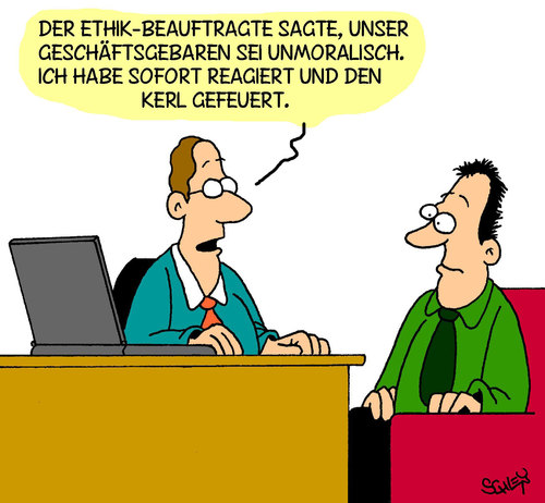 Cartoon: Ethik (medium) by Karsten Schley tagged business,geld,gesellschaft,wirtschaft,ethik,deutschland,business,geld,gesellschaft,wirtschaft,ethik,deutschland