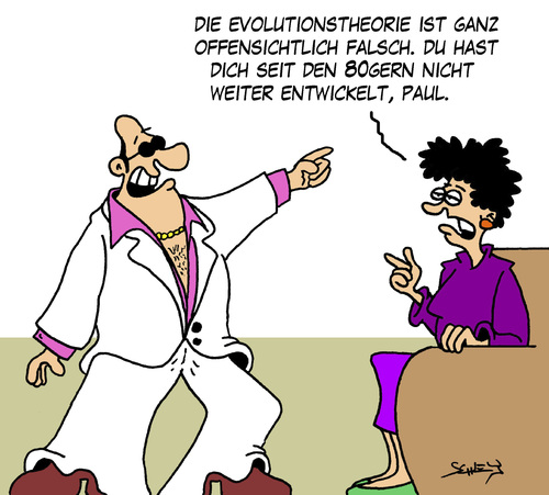 Cartoon: Evolution (medium) by Karsten Schley tagged 80er,jahre,geschichte,musik,unterhaltung,mode,männer,frauen,beziehungen,ehe,80er,unterhaltung,mode,männer,beziehungen,ehe