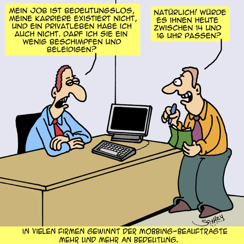 Cartoon: Experte gegen Mobbing (medium) by Karsten Schley tagged arbeit,jobs,arbeitsplatz,mobbing,büro,industrie,kollegen,experten,arbeitgeber,arbeitnehmer,soziales,arbeit,jobs,arbeitsplatz,mobbing,büro,industrie,kollegen,experten,arbeitgeber,arbeitnehmer,soziales