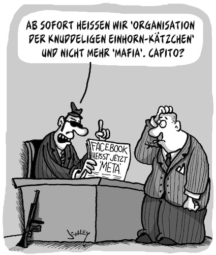 Cartoon: Facebook benennt sich um (medium) by Karsten Schley tagged facebook,zuckerberg,technik,computer,internet,daten,medien,gesellschaft,facebook,zuckerberg,technik,computer,internet,daten,medien,gesellschaft