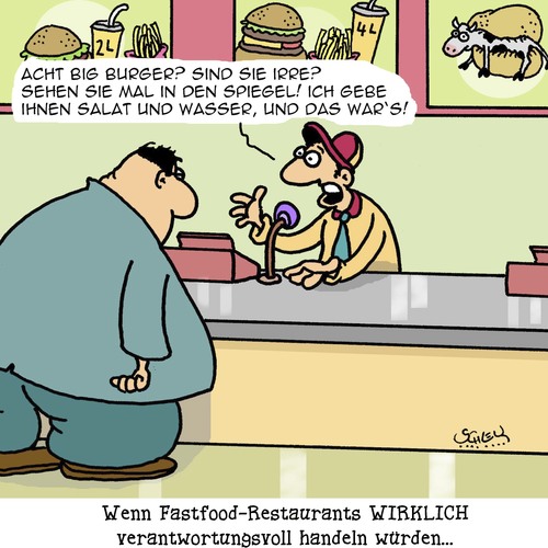 Cartoon: Fastfood (medium) by Karsten Schley tagged restaurants,fastfood,gastronomie,verantwortung,gesundheit,übergewicht,ernährung,restaurants,fastfood,gastronomie,verantwortung,gesundheit,übergewicht,ernährung