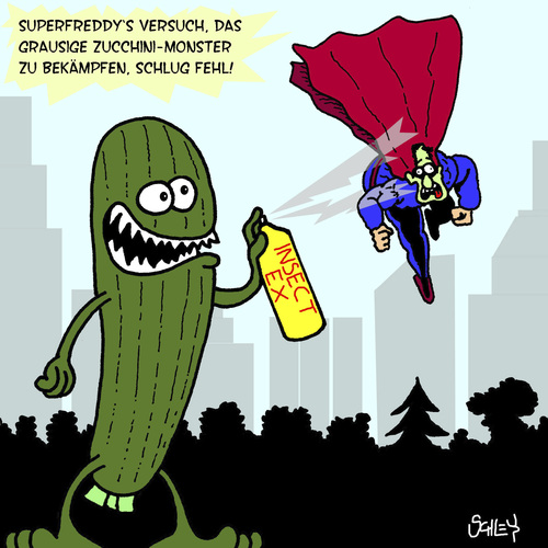 Cartoon: Fehlschlag (medium) by Karsten Schley tagged superhelden,filme,comics,unterhaltung,monster,kampf,superhelden,filme,comics,unterhaltung,monster,kampf