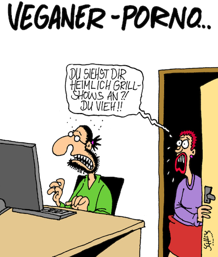 Cartoon: Ferkelkram! (medium) by Karsten Schley tagged ernährung,veganer,computer,internet,männer,frauen,beziehungen,ehe,liebe,betrug,porno,gesellschaft,deutschland,ernährung,veganer,computer,internet,männer,frauen,beziehungen,ehe,liebe,betrug,porno,gesellschaft,deutschland