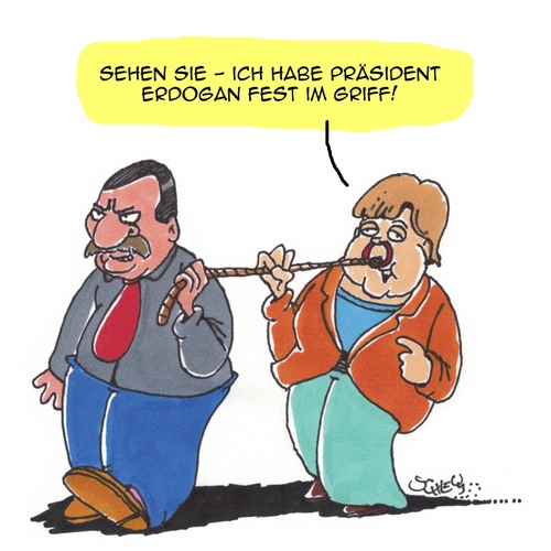 Cartoon: Fest im Griff (medium) by Karsten Schley tagged merkel,erdogan,türkei,deutschland,politik,diplomatie,glaubwürdigkeit,armenien,beziehungen,verbündete,nato,europa,merkel,erdogan,türkei,deutschland,politik,diplomatie,glaubwürdigkeit,armenien,beziehungen,verbündete,nato,europa