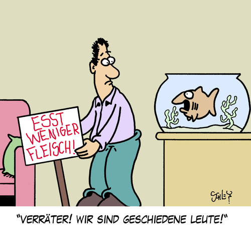 Cartoon: FLEISCH! (medium) by Karsten Schley tagged menschheit,erde,klimaschutz,naturschutz,gesellschaft,tiere,essen,natur,ernährung,ernährung,natur,essen,tiere,gesellschaft,naturschutz,klimaschutz,erde,menschheit