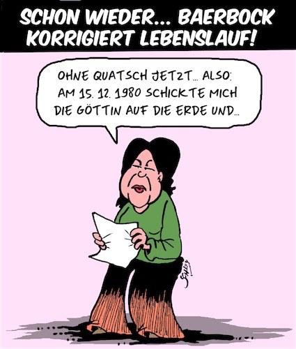 Cartoon: Frau Baerbocks Lebenslauf (medium) by Karsten Schley tagged baerbock,lebenslauf,schwindel,fake,grüne,bildung,karriere,medien,gesellschaft,wahlen,deutschland,baerbock,lebenslauf,schwindel,fake,grüne,bildung,karriere,medien,gesellschaft,wahlen,deutschland