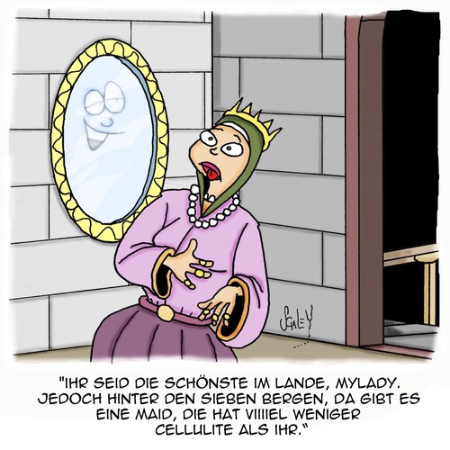 Cartoon: Frau im Spiegel (medium) by Karsten Schley tagged monarchie,märchen,alter,pflege,beauty,gesundheit,schönheit,frauen,frauen,schönheit,gesundheit,beauty,pflege,alter,märchen,monarchie