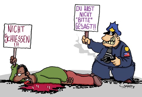 Cartoon: Freund und Helfer?! (medium) by Karsten Schley tagged usa,polizei,polizeigewalt,tod,rassismus,afroamerikaner,waffen,verbrechen,gewalt,demokratien,politik,usa,polizei,polizeigewalt,tod,rassismus,afroamerikaner,waffen,verbrechen,gewalt,demokratien,politik