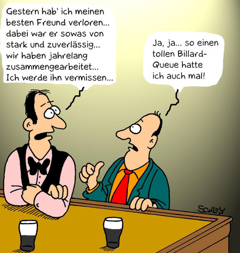 Cartoon: Freundschaft (medium) by Karsten Schley tagged freundschaft,männer,männerfreundschaft,sport,snooker,billard,tod,gesellschaft,freundschaft,männerfreundschaft,sport,billard,tod,gesellschaft