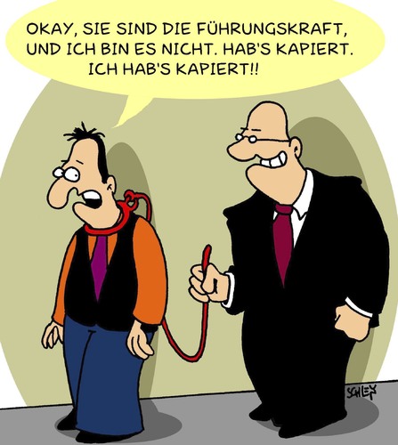 Cartoon: Führungskraft (medium) by Karsten Schley tagged arbeit,arbeitgeber,arbeitnehmer,führungskräfte,mobbing,jobs,mitarbeiterführung,motivation,arbeit,arbeitgeber,arbeitnehmer,führungskräfte,mobbing,jobs,mitarbeiterführung,motivation