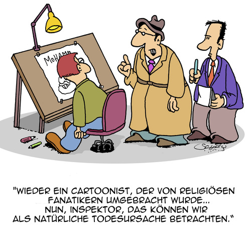 Cartoon: Ganz natürlich! (medium) by Karsten Schley tagged terror,meinungsfreiheit,kriminalität,fundamentalismus,religion,cartoons,karikaturen,tod,terror,meinungsfreiheit,kriminalität,fundamentalismus,religion,cartoons,karikaturen,tod