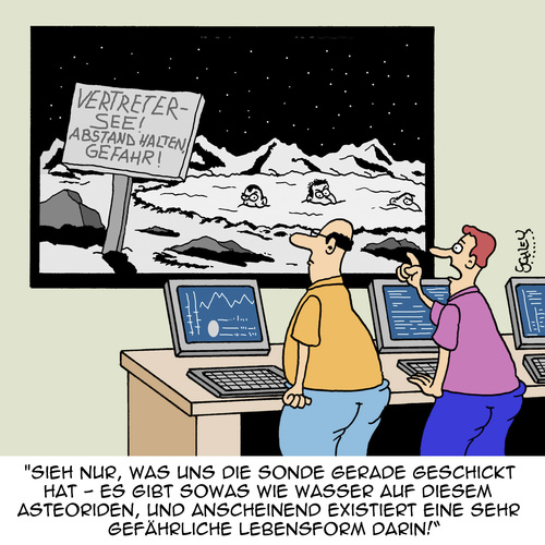 Cartoon: Gefährliche Viecher!! (medium) by Karsten Schley tagged forschung,wissenschaft,weltraum,universum,esa,asteoriden,raumsonden,ausserirdische,leben,lebensformen,vertreter,wirtschaft,business,forschung,wissenschaft,weltraum,universum,esa,asteoriden,raumsonden,ausserirdische,leben,lebensformen,vertreter,wirtschaft,business