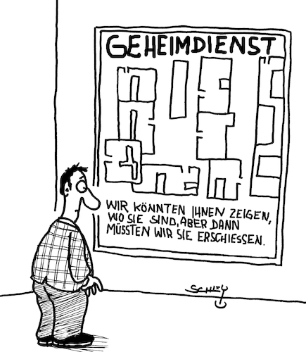 Cartoon: Geheimdienst (medium) by Karsten Schley tagged geheimdienst,spionage,spionageabwehr,informationen,bnd,cia,mi6,politik,agenten,geheimdienst,spionage,spionageabwehr,informationen,bnd,cia,mi6,politik,agenten