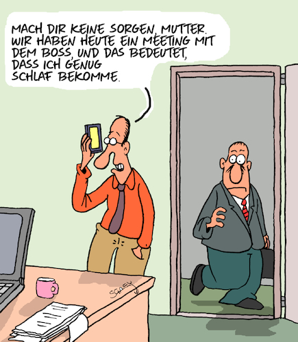 Cartoon: Genug Schlaf (medium) by Karsten Schley tagged schlaf,gesundheit,büro,arbeitgeber,arbeitnehmer,meetings,vorgesetzte,mütter,söhne,familie,gesellschaft,schlaf,gesundheit,büro,arbeitgeber,arbeitnehmer,meetings,vorgesetzte,mütter,söhne,familie,gesellschaft