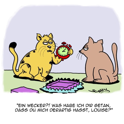 Cartoon: Geschenk (medium) by Karsten Schley tagged geschenke,weihnachten,geburtstage,feiern,wertschätzung,liebe,tiere,katzen,geschenke,weihnachten,geburtstage,feiern,wertschätzung,liebe,tiere,katzen