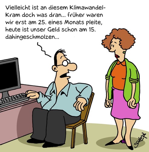 Cartoon: Geschmolzen (medium) by Karsten Schley tagged einkommen,geld,verdienst,klimawandel,liebe,ehe,beziehungen,männer,frauen,wirtschaft,wirtschaftskrise,gesellschaft,einkommen,verdienst,klimawandel,liebe,ehe,beziehungen,männer