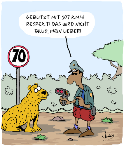 Cartoon: Geschwindigkeit (medium) by Karsten Schley tagged tempolimits,raubtiere,geparden,geschwindigkeit,gesetze,polizisten,radarfallen,natur,umwelt,tempolimits,raubtiere,geparden,geschwindigkeit,gesetze,polizisten,radarfallen,natur,umwelt