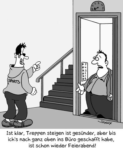 Cartoon: Gesund (medium) by Karsten Schley tagged gesundheit,übergewicht,sport,fitness,büro,arbeit,männer,gesellschaft,gesundheit,übergewicht,sport,büro,arbeit,männer,gesellschaft