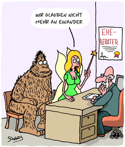 Cartoon: Glaube (medium) by Karsten Schley tagged märchen,beziehungen,medien,liebe,männer,frauen,legenden,literatur,feen,bigfoot,ehe,eheberatung,märchen,beziehungen,medien,liebe,männer,frauen,legenden,literatur,feen,bigfoot,ehe,eheberatung