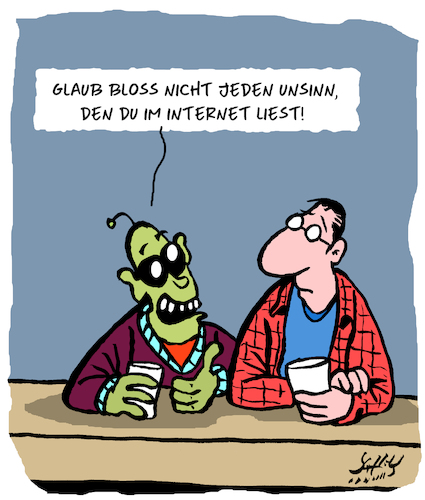 Cartoon: Glaubst du? (medium) by Karsten Schley tagged bildung,internet,fake,media,lüge,prank,computer,verschwörungstheorien,verfolgungswahn,facebook,technik,trolle,soziales,gesellschaft,bildung,internet,fake,media,lüge,prank,computer,verschwörungstheorien,verfolgungswahn,facebook,technik,trolle,soziales,gesellschaft