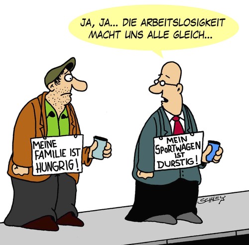 Cartoon: Gleich (medium) by Karsten Schley tagged arbeit,arbeitslosigkeit,armut,wirtschaft,wirtschaftskrise,eurokrise,geld,gesellschaft,arbeit,arbeitslosigkeit,armut,wirtschaft,wirtschaftskrise,eurokrise,geld,gesellschaft