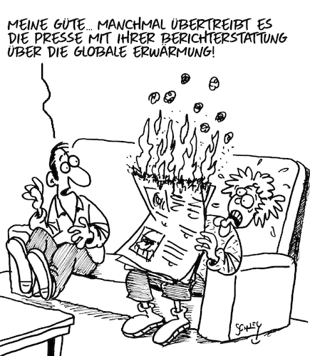 Cartoon: Globale Erwärmung (medium) by Karsten Schley tagged presse,medien,panikmache,alarmismus,journalismus,politik,umwelt,ethik,glaubwürdigkeit,gesellschaft,presse,medien,panikmache,alarmismus,journalismus,politik,umwelt,ethik,glaubwürdigkeit,gesellschaft