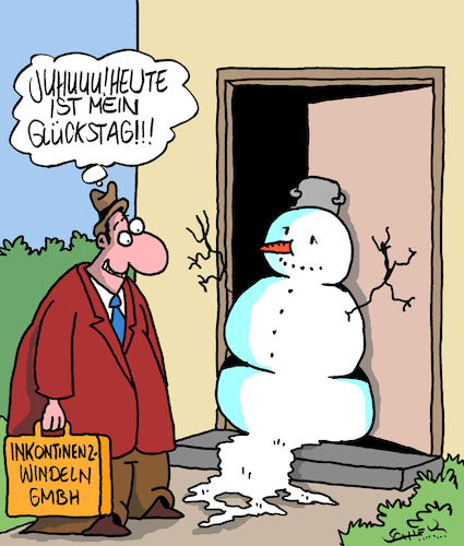 Cartoon: Glückstag!! (medium) by Karsten Schley tagged vertreter,verkäufer,verkaufen,sales,marketing,vertrieb,außendienst,business,klima,schneemänner,umsatz,wirtschaft,gesundheit,inkontinenz,gesellschaft,vertreter,verkäufer,verkaufen,sales,marketing,vertrieb,außendienst,business,klima,schneemänner,umsatz,wirtschaft,gesundheit,inkontinenz,gesellschaft