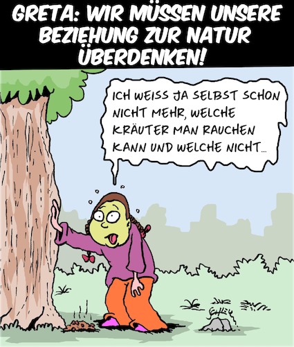 Cartoon: Gretas Beziehung (medium) by Karsten Schley tagged greta,natur,umwelt,klima,politik,gesellschaft,fff,medien,greta,natur,umwelt,klima,politik,gesellschaft,fff,medien
