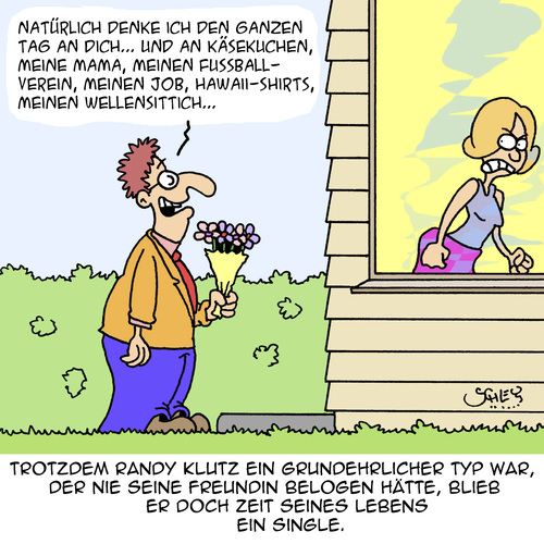 Cartoon: Grundehrlicher Typ! (medium) by Karsten Schley tagged liebe,dating,männer,frauen,beziehungen,ehrlichkeit,verliebtheit,werben,singles,käsekuchen,liebe,dating,männer,frauen,beziehungen,ehrlichkeit,verliebtheit,werben,singles,käsekuchen