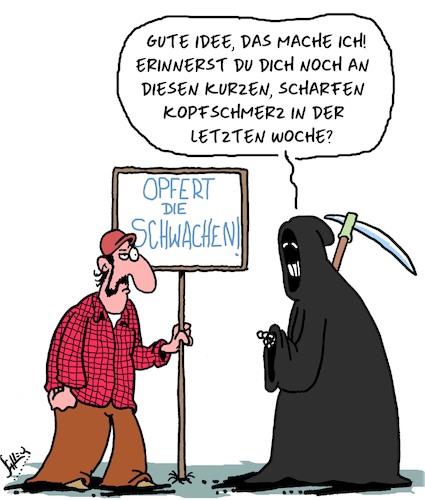 Cartoon: Gute Idee! (medium) by Karsten Schley tagged coronavirus,covid19,fake,news,verschwörungstheorien,politik,bildung,egoismus,tod,gesundheit,soziales,gesellschaft,coronavirus,covid19,fake,news,verschwörungstheorien,politik,bildung,egoismus,tod,gesundheit,soziales,gesellschaft