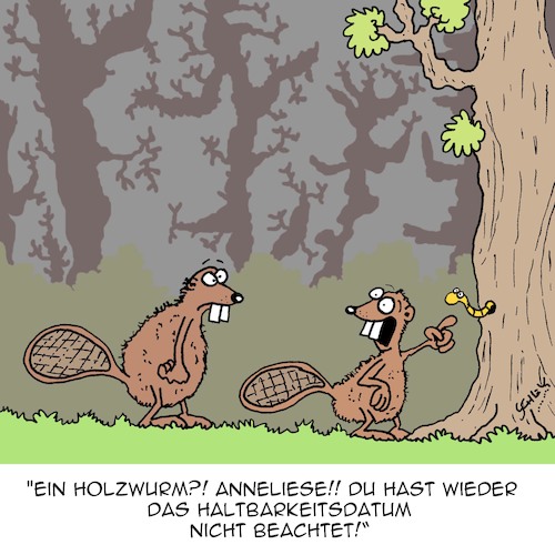 Cartoon: Haltbar (medium) by Karsten Schley tagged natur,tiere,ernährung,mindesthaltbarkeit,bäume,umwelt,familien,beziehungen,natur,tiere,ernährung,mindesthaltbarkeit,bäume,umwelt,familien,beziehungen
