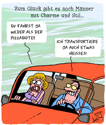 Cartoon: Heisse Fracht (medium) by Karsten Schley tagged männer,frauen,gentlemen,stil,manieren,pizza,autofahrer,fahrstil,charme,beziehungen,liebe,gesellschaft,metoo,männer,frauen,gentlemen,stil,manieren,pizza,autofahrer,fahrstil,charme,beziehungen,liebe,gesellschaft,metoo