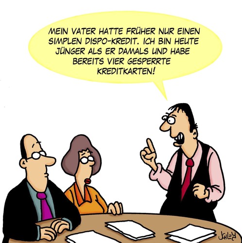 Cartoon: Heute und damals (medium) by Karsten Schley tagged kredite,schulden,kreditkarten,pleite,kreditwirtschaft,business,geld,gesellschaft,wirtschaft,väter,söhne,kredite,schulden,kreditkarten,pleite,kreditwirtschaft,business,geld,gesellschaft,wirtschaft,väter,söhne