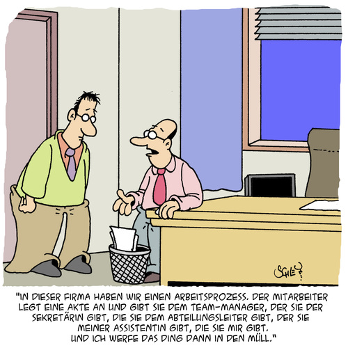 Cartoon: Hier geht alles seinen Weg (medium) by Karsten Schley tagged bürokratie,wirtschaft,arbeitsprozesse,business,arbeitnehmer,arbeitgeber,arbeit,arbeit,arbeitgeber,arbeitnehmer,business,arbeitsprozesse,wirtschaft,bürokratie