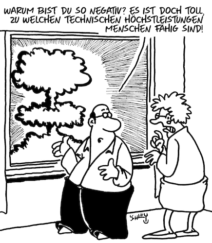 Cartoon: Höchstleistungen (medium) by Karsten Schley tagged menschheit,technik,forschung,wissenschaft,fortschritt,massenvernichtungswaffen,politik,gesellschaft,menschheit,technik,forschung,wissenschaft,fortschritt,massenvernichtungswaffen,politik,gesellschaft