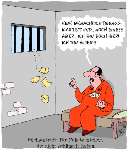 Cartoon: Höchststrafe (medium) by Karsten Schley tagged paketzusteller,ecommerce,onlineshopping,transport,bestellungen,wirtschaft,service,jobs,deutschland,gesellschaft,paketzusteller,ecommerce,onlineshopping,transport,bestellungen,wirtschaft,service,jobs,deutschland,gesellschaft