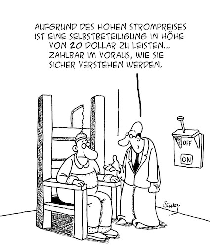 Cartoon: Hohe Strompreise (medium) by Karsten Schley tagged energiekosten,strompreise,eigenanteil,geld,staat,steuern,justiz,todesstrafe,gesellschaft,energiekosten,strompreise,eigenanteil,geld,staat,steuern,justiz,todesstrafe,gesellschaft