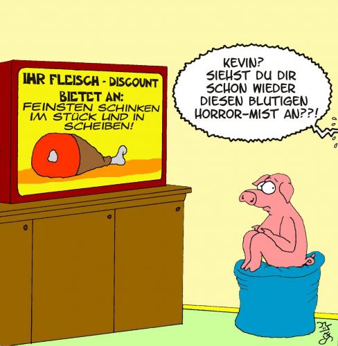 Cartoon: HORROR! (medium) by Karsten Schley tagged fernsehen,kinder,ernährung,film