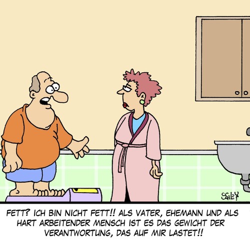 Cartoon: ICH BIN NICHT FETT!! (medium) by Karsten Schley tagged gewicht,gesundheit,männer,ehe,liebe,familie,übergewicht,fettleibigkeit,gewicht,gesundheit,männer,ehe,liebe,familie,übergewicht,fettleibigkeit