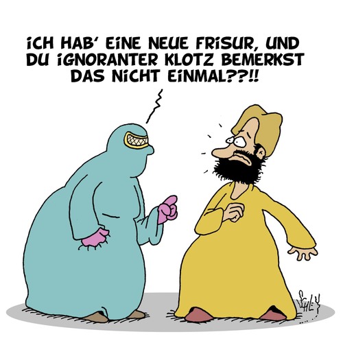 Cartoon: IGNORANT!!! (medium) by Karsten Schley tagged ehe,liebe,beziehungen,frauen,männer,mode,frisuren,ignoranz,aufmerksamkeit,ehe,liebe,beziehungen,frauen,männer,mode,frisuren,ignoranz,aufmerksamkeit