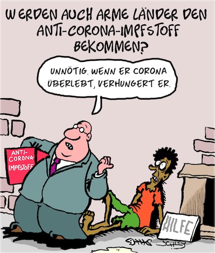 Cartoon: Impfstoff (medium) by Karsten Schley tagged corona,impfstoff,armut,kapitalismus,politik,gesundheit,who,gesellschaft,corona,impfstoff,armut,kapitalismus,politik,gesundheit,who,gesellschaft