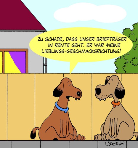 Cartoon: In Rente (medium) by Karsten Schley tagged post,briefzusteller,briefträger,hunde,tiere,rente,post,briefzusteller,briefträger,hunde,tiere,rente