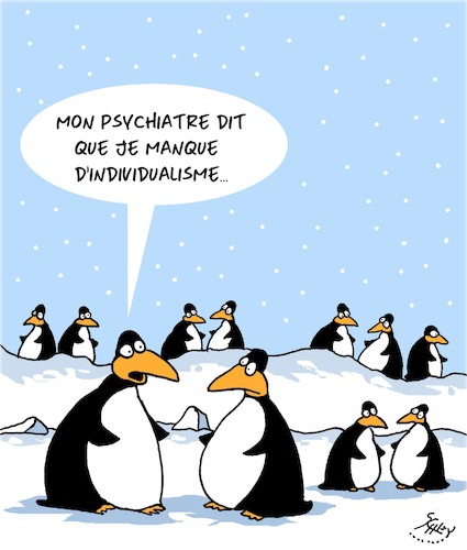 Cartoon: Individualisme (medium) by Karsten Schley tagged animaux,individualisme,sante,psychologie,politique,pingouins,animaux,individualisme,sante,psychologie,politique,pingouins