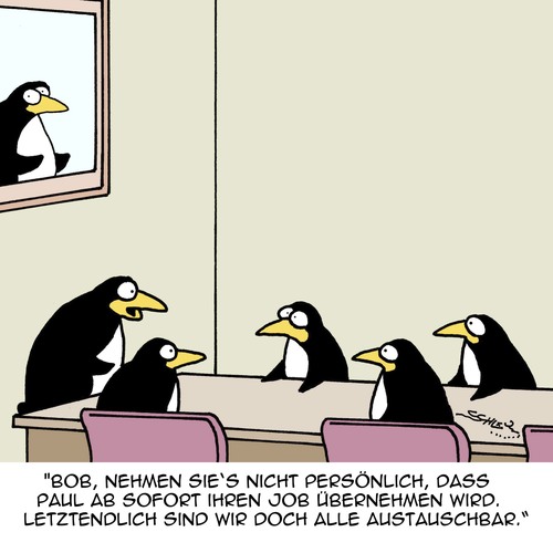 Cartoon: Individualität (medium) by Karsten Schley tagged business,wirtschaft,jobs,arbeit,arbeitslosigkeit,büro,arbeitgeber,arbeitnehmer,gesellschaft,tiere,pinguine,business,wirtschaft,jobs,arbeit,arbeitslosigkeit,büro,arbeitgeber,arbeitnehmer,gesellschaft,tiere,pinguine