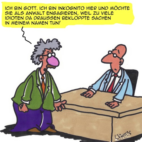 Cartoon: Inkognito (medium) by Karsten Schley tagged religion,gott,christentum,islam,judentum,buddhismus,politik,terror,menschheit,rechtsanwälte,gesetze,religion,gott,christentum,islam,judentum,buddhismus,politik,terror,menschheit,rechtsanwälte,gesetze