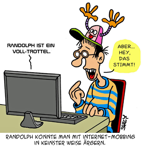 Cartoon: Internet-Mobbing (medium) by Karsten Schley tagged mobbing,internet,computer,technik,soziale,netzwerke,kommunikation,internetkriminalität,internet,computer,technik,soziale netzwerke,kommunikation,internetkriminalität,soziale,netzwerke